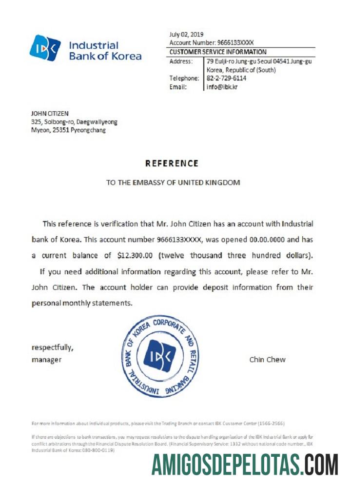 Referência do Banco Industrial da Coreia baixar para verificação